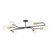 Mitzi Jena 6 Light 40" Wide Semi-Flush Ceiling Fixture Aged Brass / Textured Black