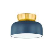 Mitzi Batya 13" Wide Flush Mount Ceiling Fixture Aged Brass / Slate Blue