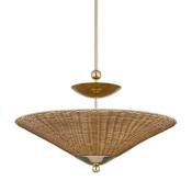 Mitzi Perilla 30" Wide Wood Pendant Aged Brass