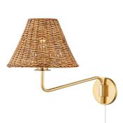 Mitzi Issa 14" Tall Hardwired or Plug-In Wall Sconce Aged Brass