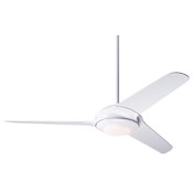 Modern Fan Co. Flow 52" 3 Blade Indoor Ceiling Fan with Custom Blade, Light Kit, and Control Options Gloss White