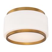 Modern Forms Preston 16" Wide 4000K LED Flush Mount Drum Ceiling Fixture with Opal Glass Shade Aged Brass