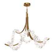 Modern Forms Parel 37" Wide LED Semi-Flush Ceiling Fixture with Spanish Alabaster Orbs Aged Brass