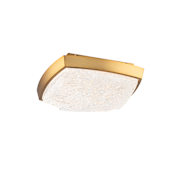 Modern Forms Kenji 11" Wide LED Flush Mount Square Ceiling Fixture with Clear, K5 Crystal Shade Aged Brass