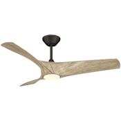 Modern Forms Zephyr 52" 3 Blade Indoor / Outdoor Smart LED Ceiling Fan Bronze / White Oak