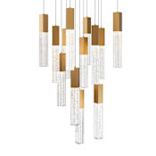Modern Forms Cinema 20" Wide LED Crystal Multi Light Pendant with Clear, Seedy Crystal Shades Aged Brass