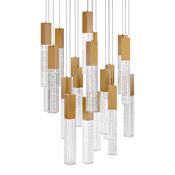 Modern Forms Cinema 25" Wide LED Crystal Multi Light Pendant with Clear, Seedy Crystal Shades Aged Brass
