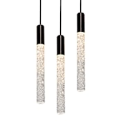 Modern Forms Magic 3 Light 12" Wide LED Multi Light Pendant with Piastra Crystal Shades Black