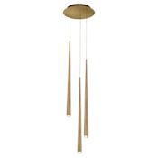 Modern Forms Cascade 3 Light 12" Wide LED Suspended Multi Light Pendant with K-2 Hand Cut Clear Crystal Shades Aged Brass