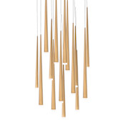 Modern Forms Cascade 15 Light 23" Wide LED Crystal Multi Light Pendant with Frosted Glass Endcap Shades Aged Brass