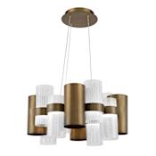 Modern Forms Harmony 35" Wide LED Suspended Chandelier with Beaded Glass and Metal Shade Aged Brass