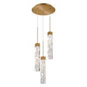 Modern Forms Minx 12" Wide 3000K LED Crystal Three Pendant Light Aged Brass