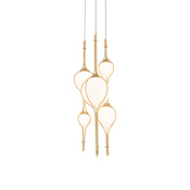 Modern Forms Skyla 12" Wide LED Multi Light Pendant with Opal Glass Shades Vintage Brass