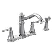 Moen Belfield 1.5 GPM High-Arc Double Handle Kitchen Faucet with Side Spray Chrome