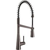 Moen Sleek 1.5 GPM Single Hole Pre-Rinse Pull Down Kitchen Faucet with Power Boost Black Stainless Steel
