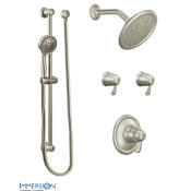 Moen Thermostatic Shower System with Shower Head, 2 Volume Controls, and Hand Shower (Valves Included) Brushed Nickel