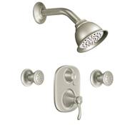 Moen Pressure Balanced Shower System with Shower Head, Diverter, Integrated Volume Control, and 2 Body Sprays from the Vestige Collection (Valves Included) Brushed Nickel