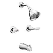Moen Adler Double Handle Traditional Tub and Shower Trim Package with Single Function Shower Head Chrome