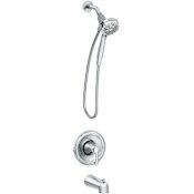Moen Tiffin Tub and Shower Trim Package with 1.75 GPM Multi Function Magnetix Docking Shower Head and Posi-Temp Technology Chrome