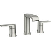 Moen Genta 1.2 GPM Widespread Bathroom Faucet with Lift Rod Drain Assembly and Duralock Technology Spot Resist Brushed Nickel