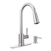 Moen Indi Pullout Spray High-Arc Kitchen Faucet - Includes Soap Dispenser Chrome