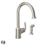 Moen Bayhill High Arc Kitchen Faucet with Side Spray and Metal Lever Handle Spot Resist Stainless
