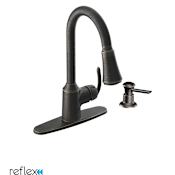 Moen Bayhill Pullout Spray High-Arc Kitchen Faucet with Reflex Technology - Includes Soap Dispenser Mediterranean Bronze