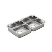 Moen 31-1/4" Double Basin Undermount 20-Gauge Stainless Steel Kitchen Sink with SoundSHIELD Technology from the 2000 Series Stainless