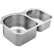 Moen 1800 Series 31-1/4" Undermount Double Basin Stainless Steel Kitchen Sink with SoundSHIELD™ Sound Absorbing Technology Stainless Steel