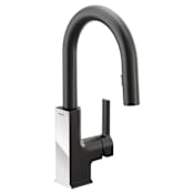 Moen STo 1.5 GPM Single Hole Pull Down Bar Faucet with Reflex, Spot Resist Finish, Duralock, and Duralast Matte Black / Chrome