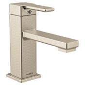Moen 90 Degree 1.2 GPM Single Hole Bathroom Faucet with Pop-Up Drain Assembly Brushed Nickel