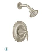 Moen Single Handle Posi-Temp Pressure Balanced Shower Trim Only with Eco Performance Shower Head from the Eva Collection (Less Valve) Brushed Nickel