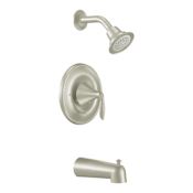 Moen Posi-Temp Pressure Balanced Tub and Shower Trim with 2.5 GPM Shower Head and Tub Spout from the Eva Collection (Less Valve) Brushed Nickel