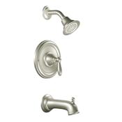 Moen Posi-Temp Pressure Balanced Tub and Shower Trim with 2.5 GPM Shower Head and Tub Spout from the Brantford Collection (Less Valve) Brushed Nickel