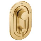 Moen Align 3 Function Pressure Balanced Valve Trim Only with Double Lever Handles, Integrated Diverter - Less Rough In Brushed Gold