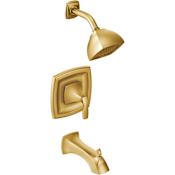 Moen Voss Posi-Temp Pressure Balanced Tub and Shower Trim with 2.5 GPM Shower Head and Tub Spout - Less Valve Brushed Gold