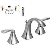 Moen Double Handle Widespread Bathroom Faucet from the Voss Collection (Valve Included) Chrome