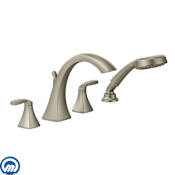 Moen Voss Deck Mounted Roman Tub Filler Trim with Personal Hand Shower and Built-In Diverter - Less Valve Brushed Nickel
