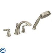 Moen Deck Mounted Roman Tub Filler Trim with Personal Hand Shower and Built-In Diverter from the Brantford Collection (Less Valve) Brushed Nickel