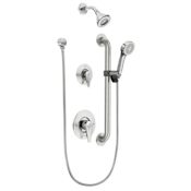 Moen M-Dura 1.5 GPM Shower System - Includes Valve Trim, Shower Arm, Showerhead, Grab Bar, Handshower, Hose, and Elbow Supply Chrome
