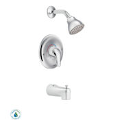 Moen Posi-Temp Pressure Balanced Tub and Shower Trim with 1.75 GPM Shower Head and Tub Spout from the Chateau Collection (Less Valve) Chrome