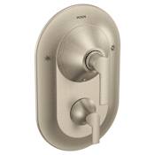 Moen Doux 3 Function Pressure Balanced Valve Trim Only with Double Lever Handles, Integrated Diverter - Less Rough In Brushed Nickel