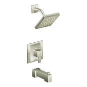 Moen Posi-Temp Pressure Balanced Tub and Shower Trim with 2.5 GPM Shower Head and Tub Spout from the 90 Degree Collection - Less Valve Brushed Nickel