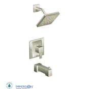 Moen Posi-Temp Pressure Balanced Tub and Shower Trim with 1.75 GPM Shower Head and Tub Spout from the 90 Degree Collection - Less Valve Brushed Nickel
