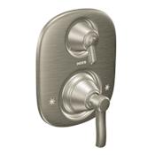 Moen Double Handle Moentrol Pressure Balanced with Volume Control and Integrated Diverter Valve Trim from the Rothbury Collection (Less Valve) Brushed Nickel