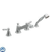 Moen Deck Mounted Roman Tub Filler Trim with Personal Hand Shower and Built-In Diverter from the Rothbury Collection (Less Valve) Chrome
