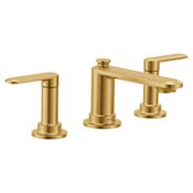 Moen Greenfield 1.2 GPM Widespread Bathroom Faucet with Rough-in Valve and Pop-Up Drain Assembly included Brushed Gold
