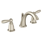 Moen Brantford 1.2 GPM Widespread Bathroom Faucet with Rough-in Valve and Pop-Up Drain Assembly included Brushed Nickel