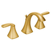 Moen Voss 1.2 GPM Widespread Bathroom Faucet with Pop-Up Drain Assembly Brushed Gold