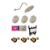Moen Velocity Shower System with Rain Shower, Arm/Flange, Controller, Valve, Body Sprays, and Body Spray Rough-Ins Brushed Nickel
